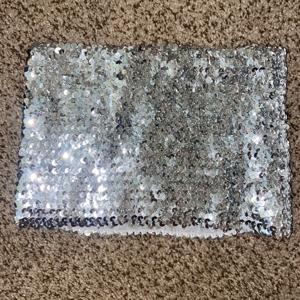 Silver Metallic Sparkle Tube Top
